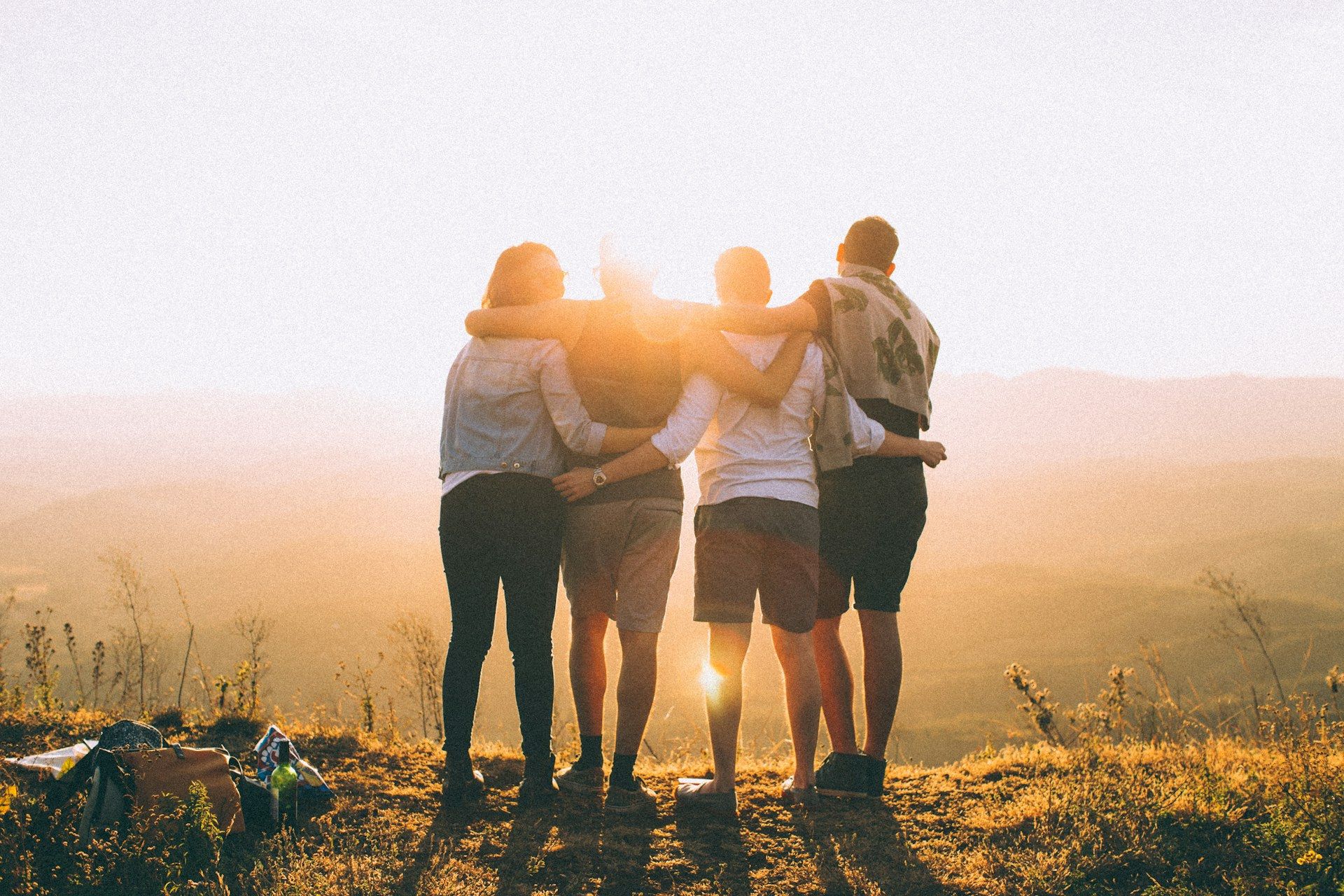 Family silhouette at sunset